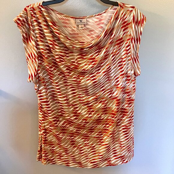 Worthington Stretch Knit Draped Neck Sleeveless Blouse Size Large - Picture 1 of 6